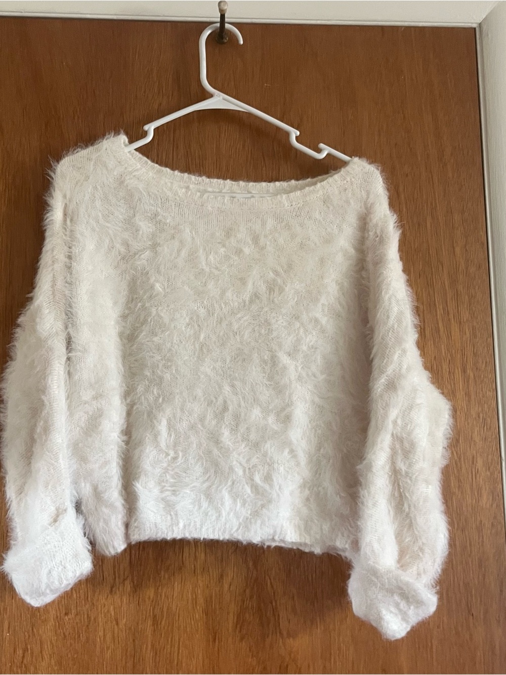 Lauren Conrad white fluffy sweater